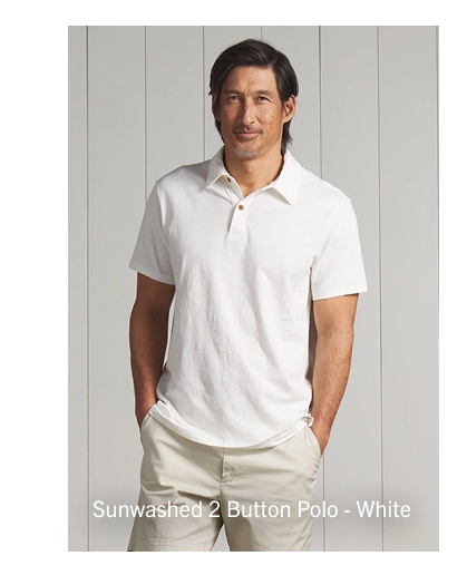 Sunwashed 2 Button Polo - White
