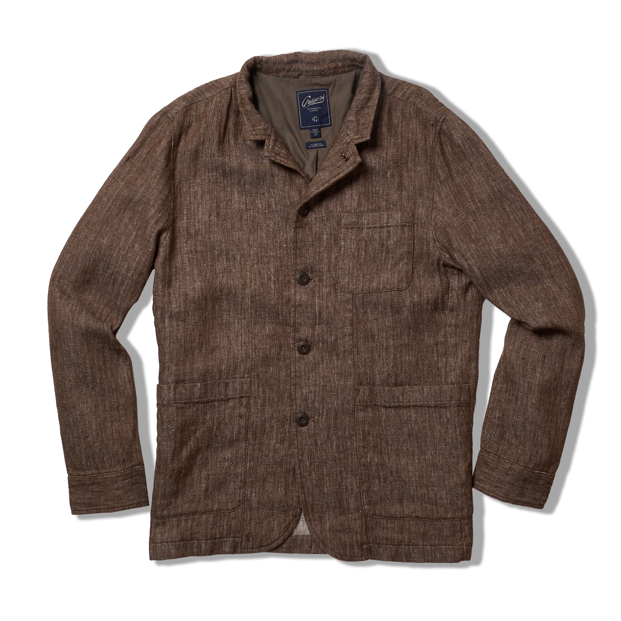 Image of Albemarle Linen Industrial Jacket - Brown Herringbone