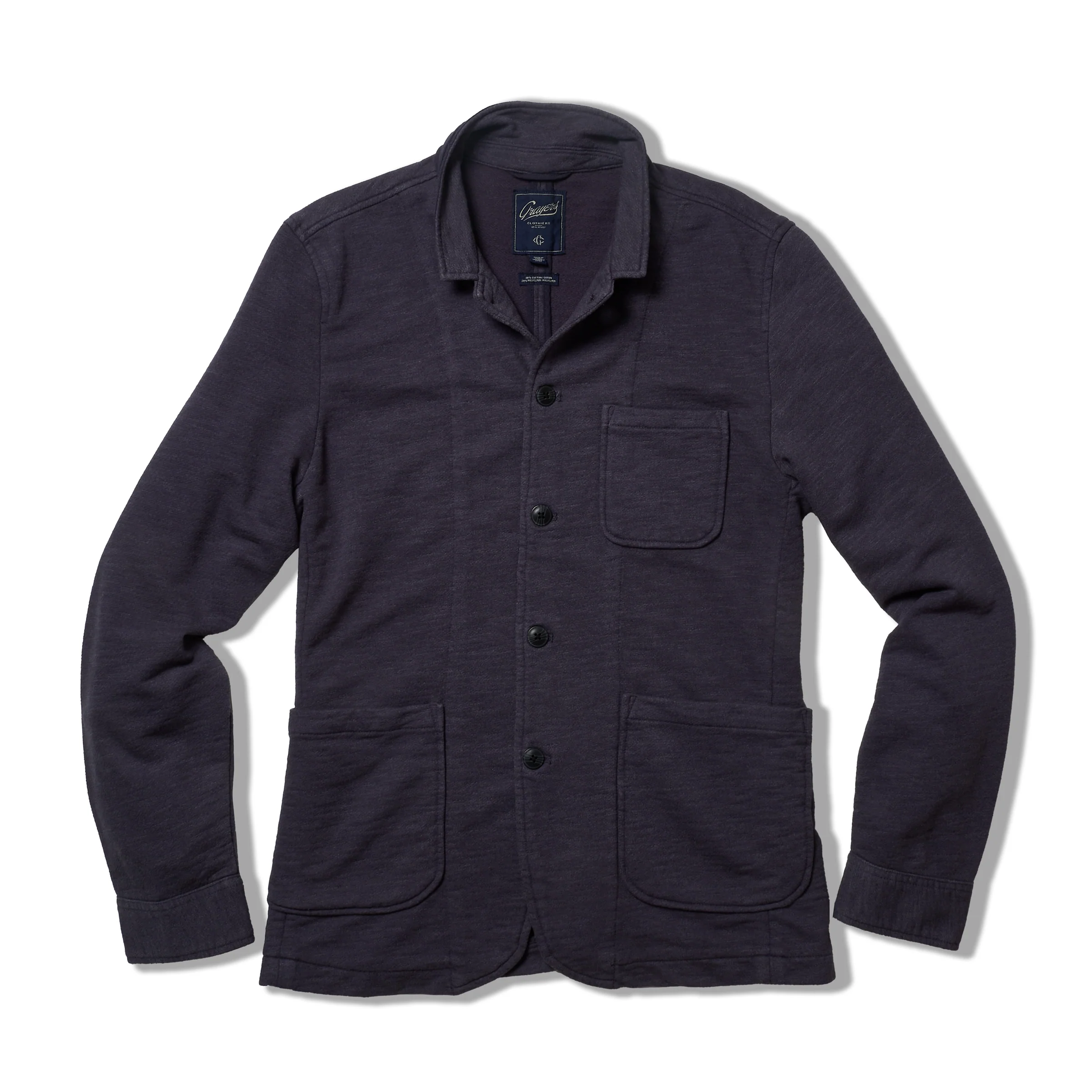 Image of Dunlop Stand Up Collar Terry Blazer - Ombre Blue Heather