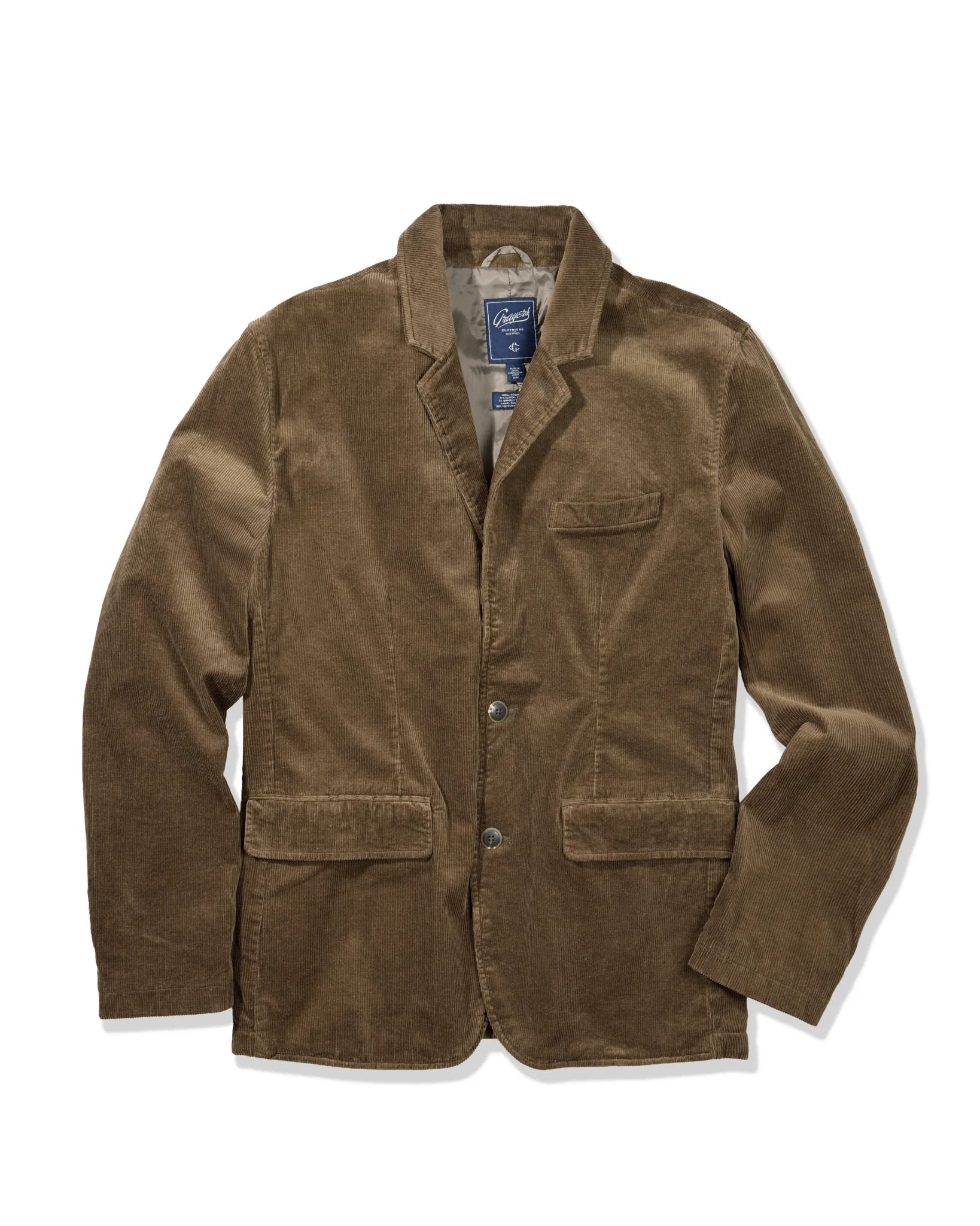 Image of Corduroy Stretch Slim Fit Blazer - Mushroom
