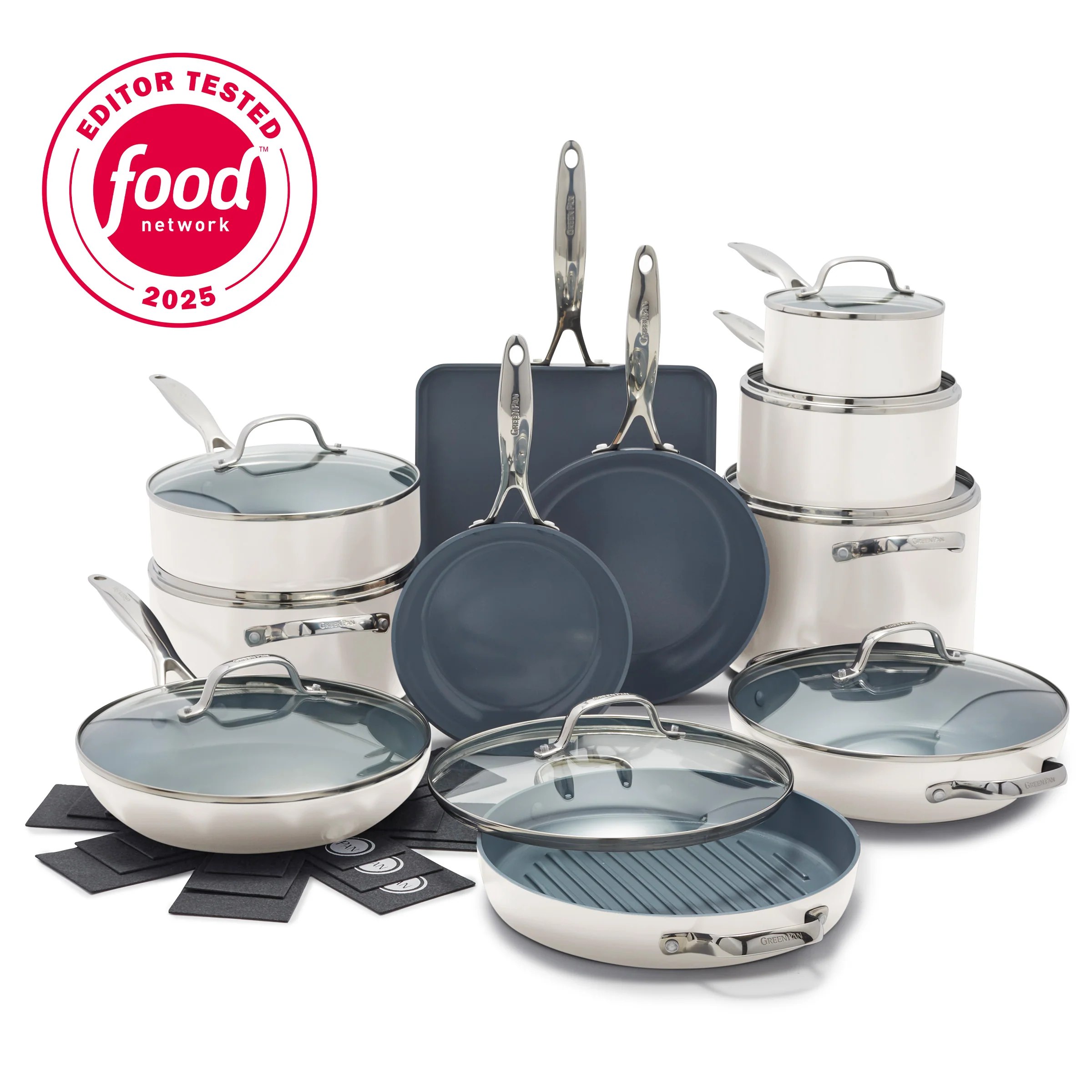 Image of Valencia Pro Ceramic Nonstick 19-Piece Cookware Set | Cream