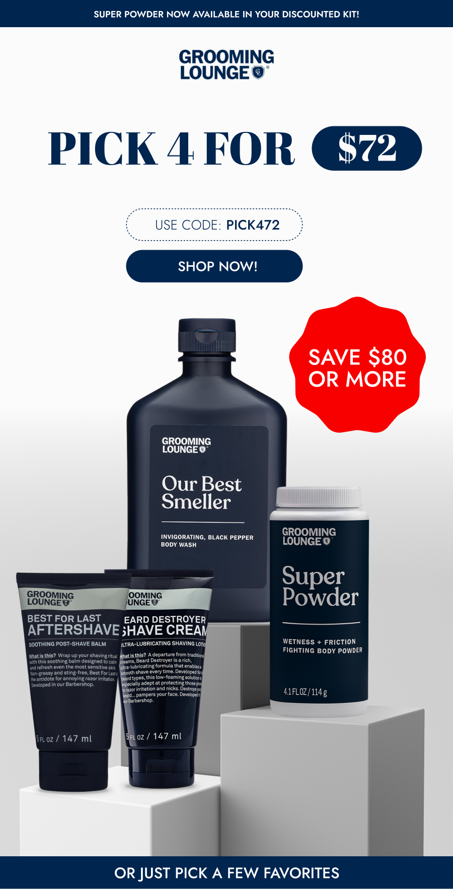 Pick 4 for $72 Grooming lounge products 