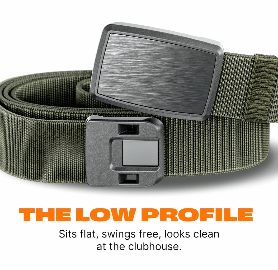 Could be the Low Profile: Slim buckle, swing-friendly, made for the course.