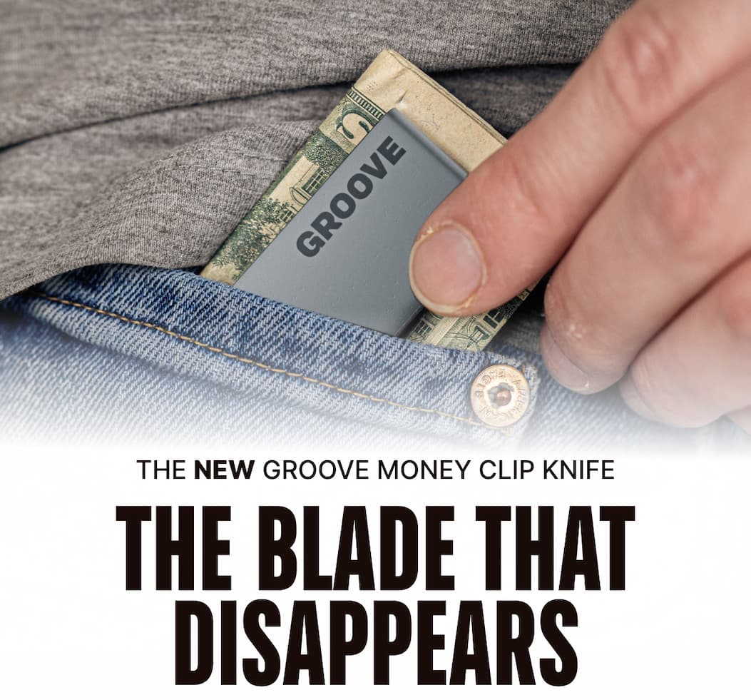 The new Groove Money Clip Knife. The Blade that Disappears.