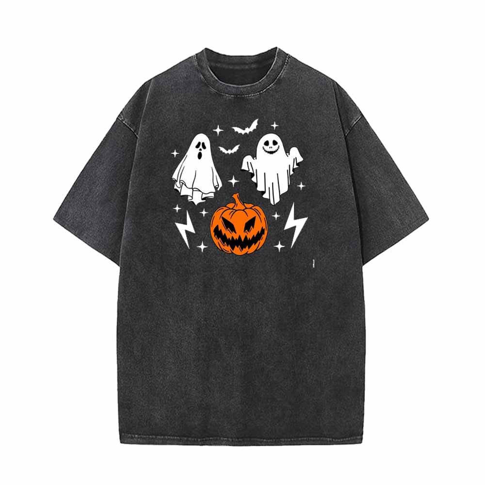 Image of Horror Pumpkin Ghost Vintage Washed T-shirt