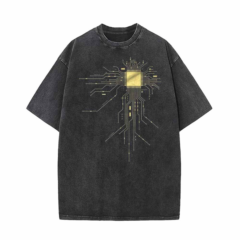 Image of Cool Computer Geek CPU Vintage Washed T-shirt