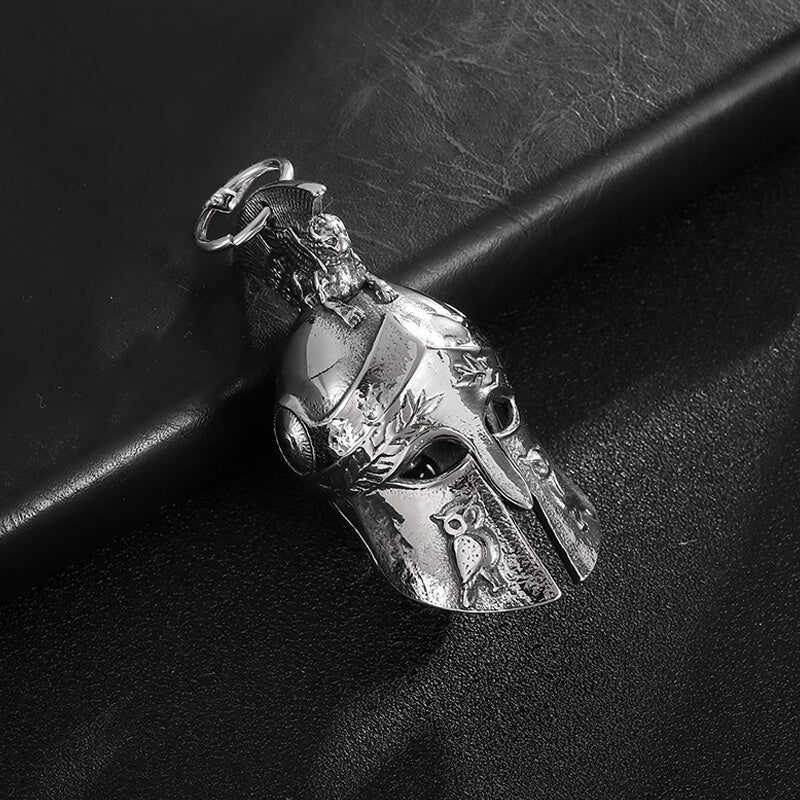 Image of Roman Warrior Helmet Stainless Steel Bell Pendant