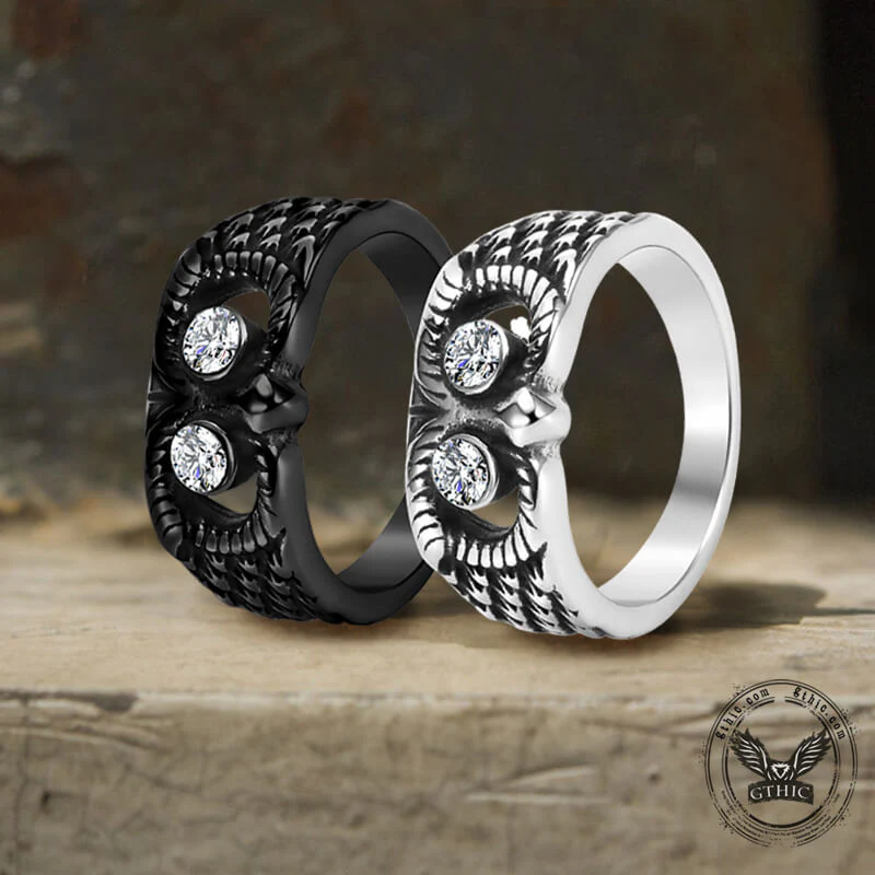 Image of Vintage Gem-set Owl Stainless Steel Ring