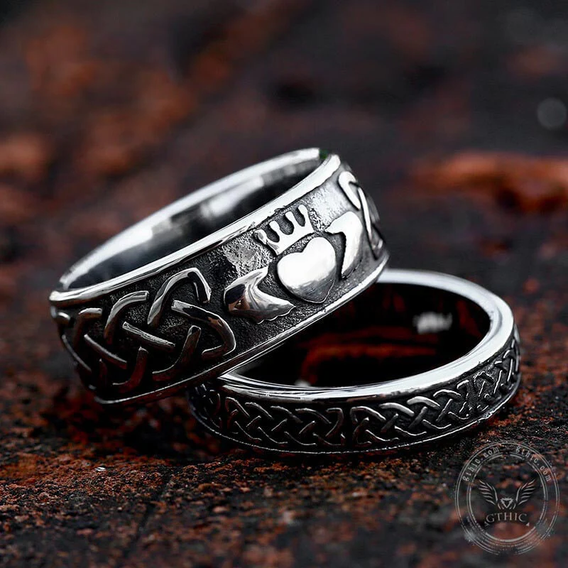 Image of Irish Claddagh Stainless Steel Viking Ring