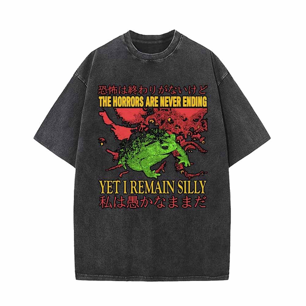 Image of The Horrors Are Never Ending Frog Print T-shirt