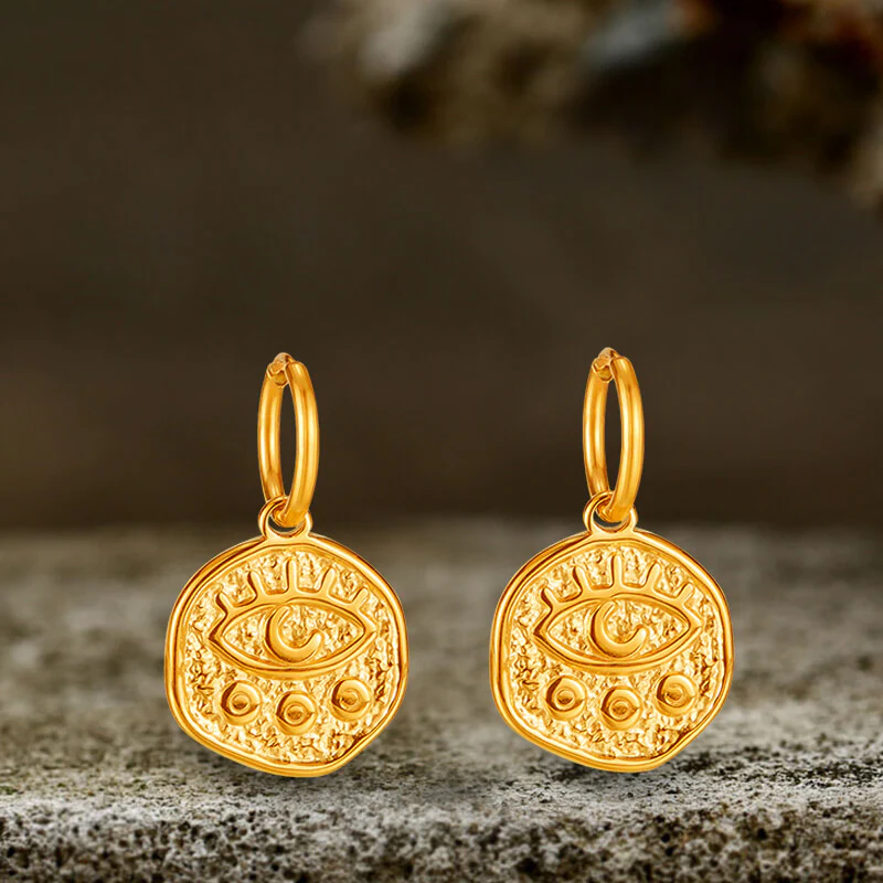 Image of Gold Demon Eye Stainless Steel Vintage Earrings