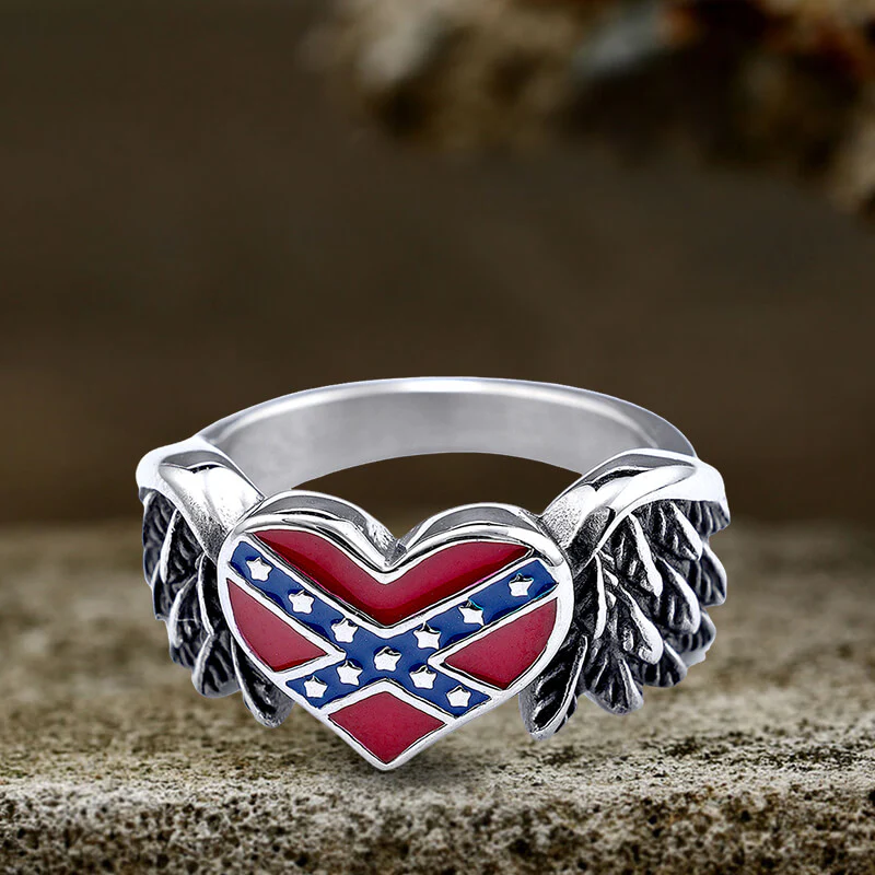 Image of Confederate Heart Wing Stainless Steel Ring