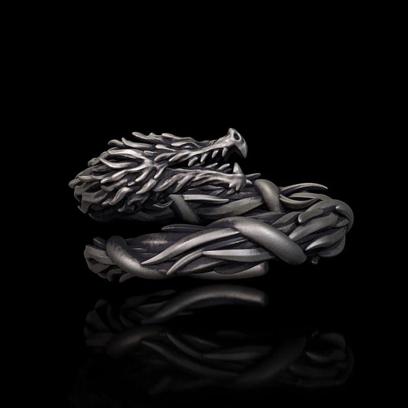 Image of Domineering Hovering Dragon Sterling Silver Ring
