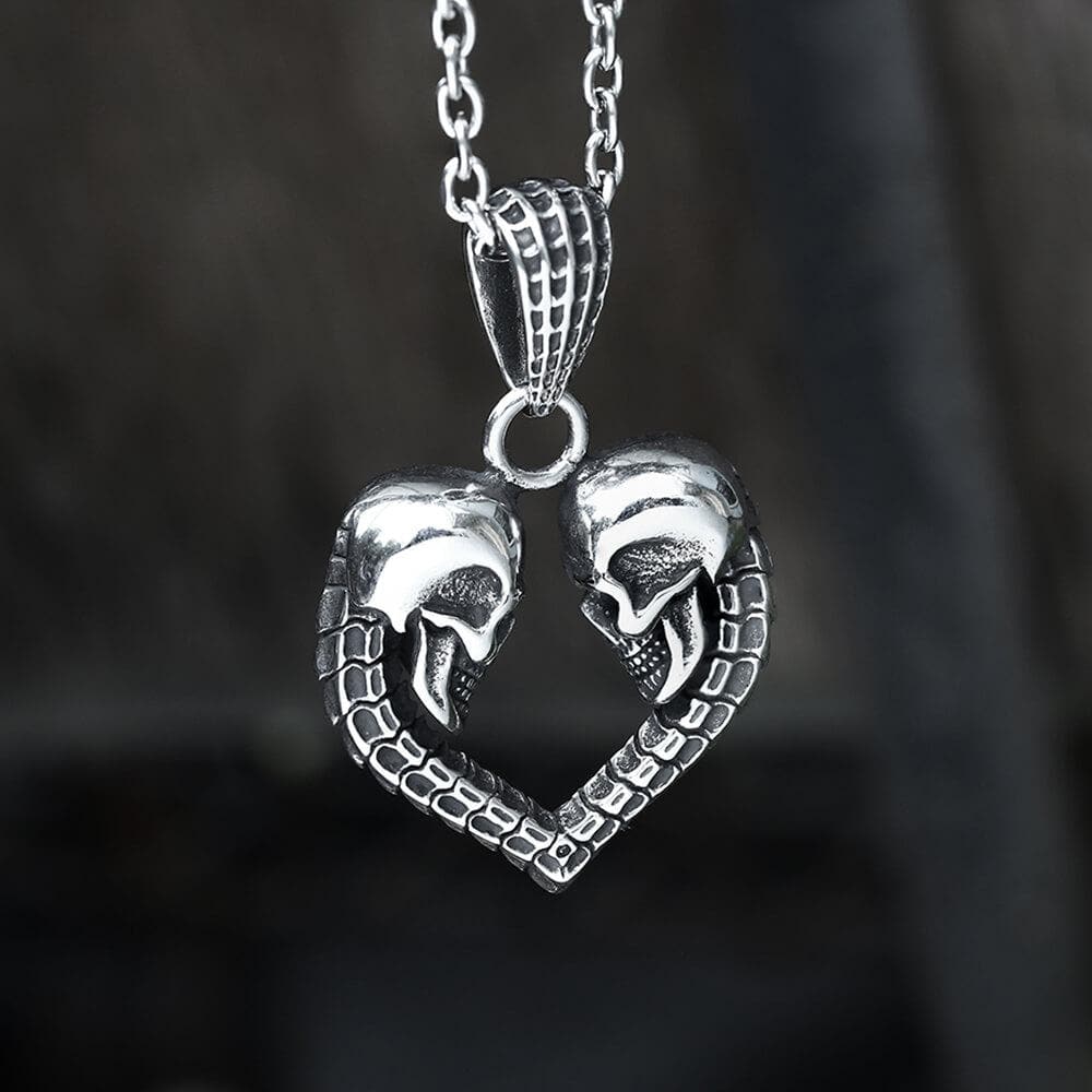 Image of Love You Till Death Stainless Steel Skull Pendant