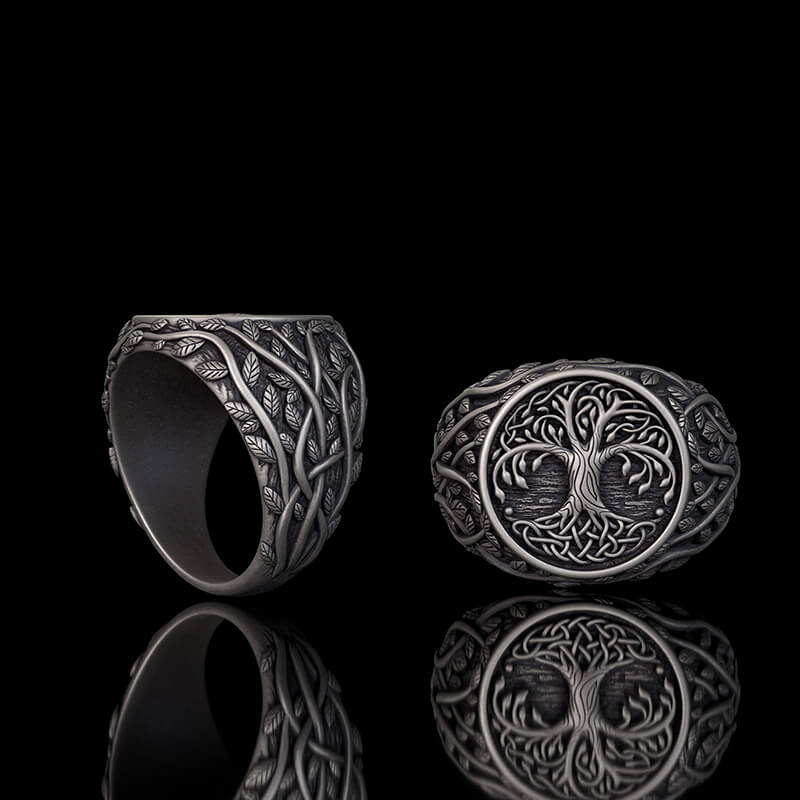 Image of Tree Of Life Yggdrasil Sterling Silver Viking Ring