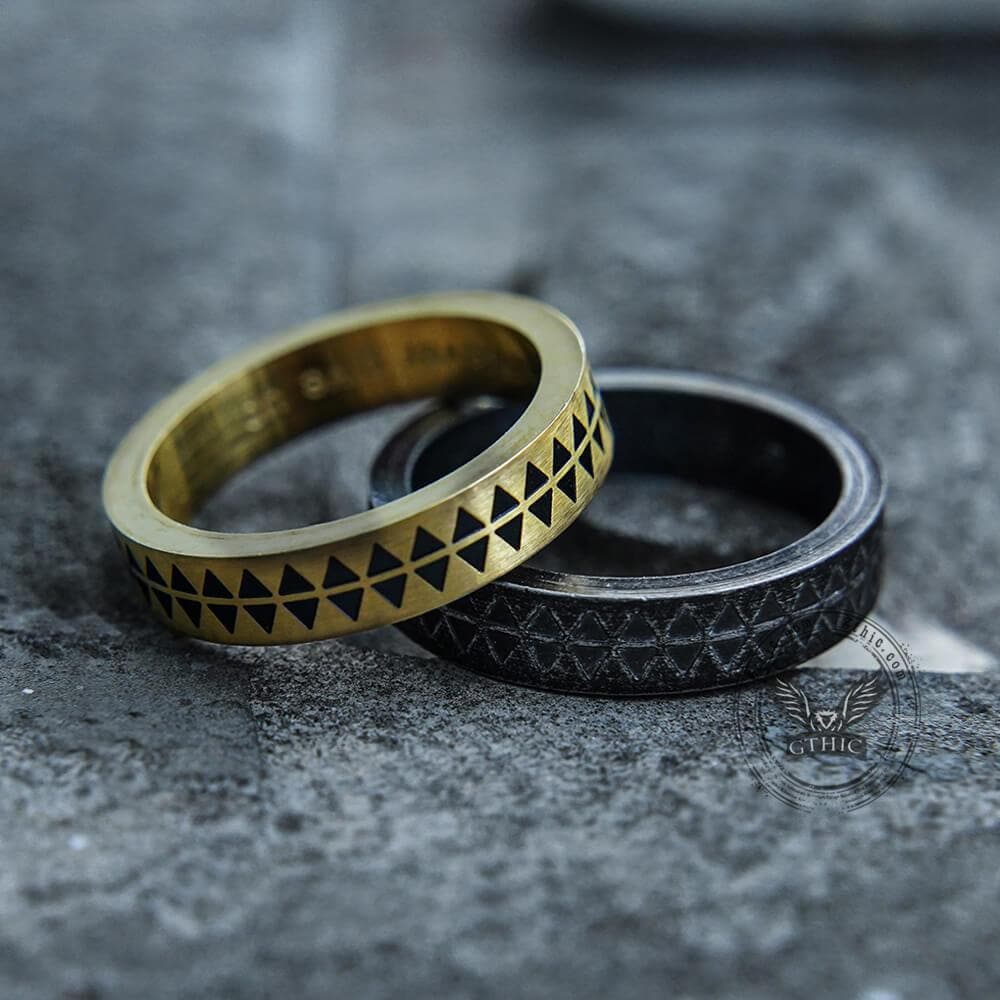 Image of Sawtooth Pattern Stainless Steel Ring