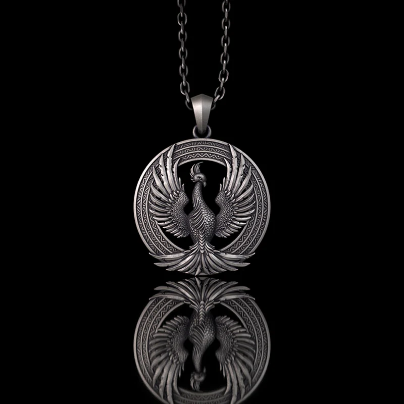 Image of Flying Phoenix Totem Sterling Silver Pendant