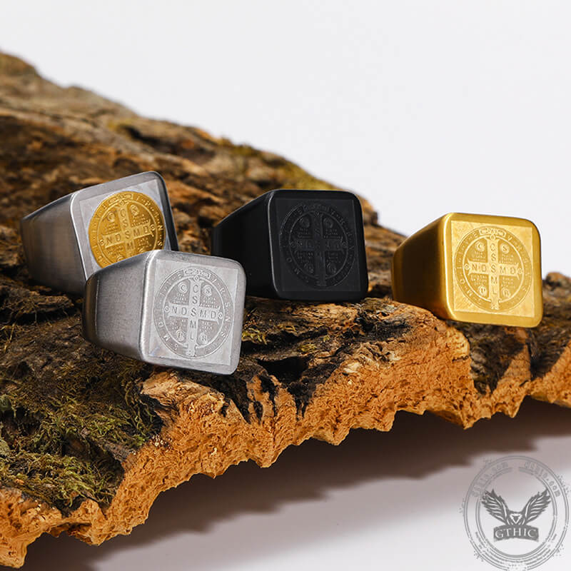 Image of St. Benedict Cross Stainless Steel Christian Ring