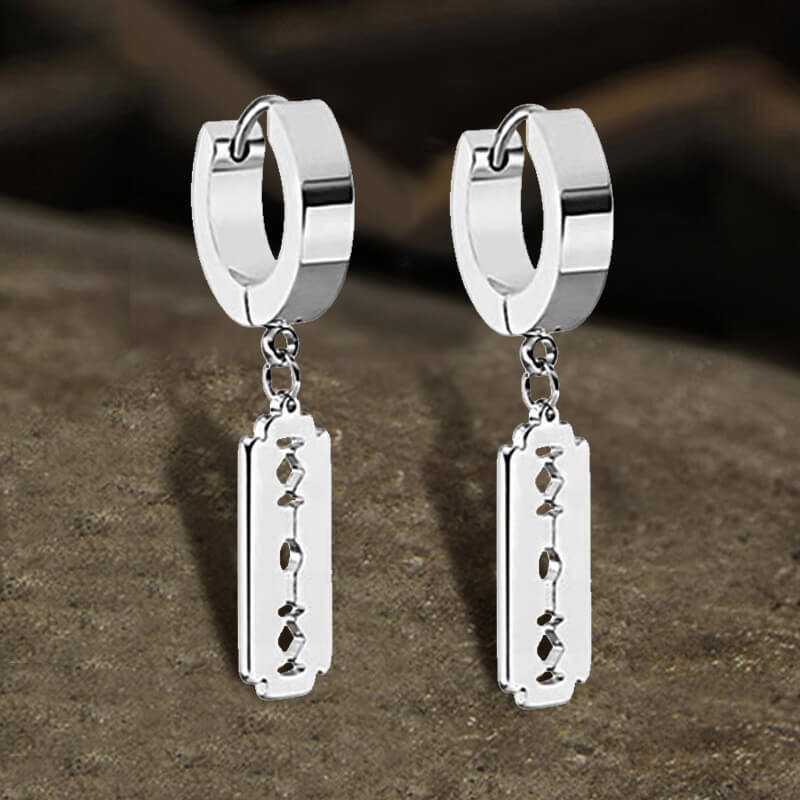 Image of Punk Razor Blade Stainless Steel Hoop Earring
