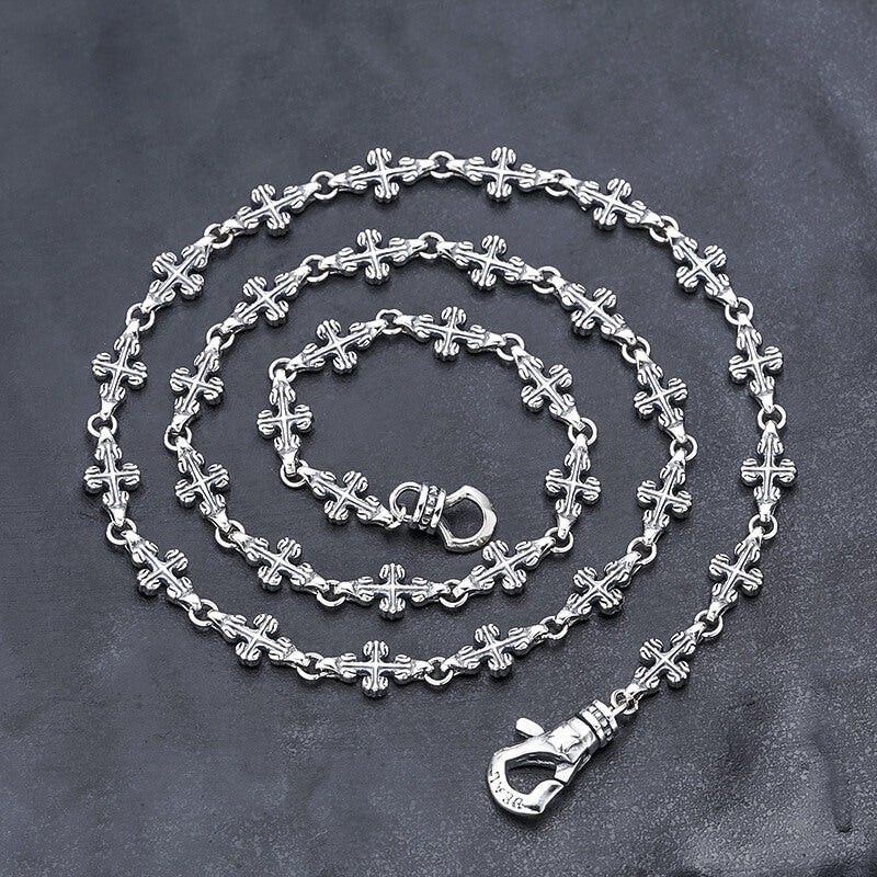 Image of Vintage Cross Link Sterling Silver Necklace