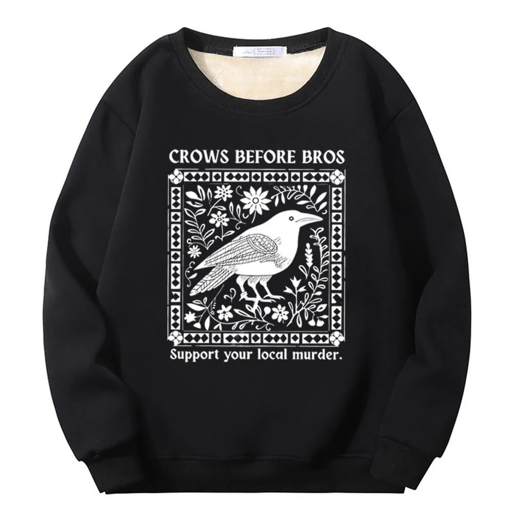 Image of Colorful Crows Before Bros Crew Collar Fleece Sherpa Sweatshirt