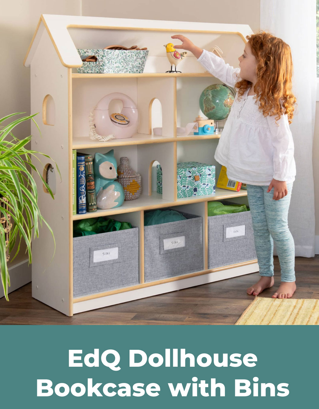 EdQ Dollhouse Bookcase with Bins