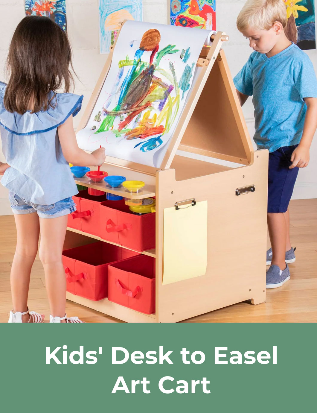 Kids' Desk to Easel Art Cart