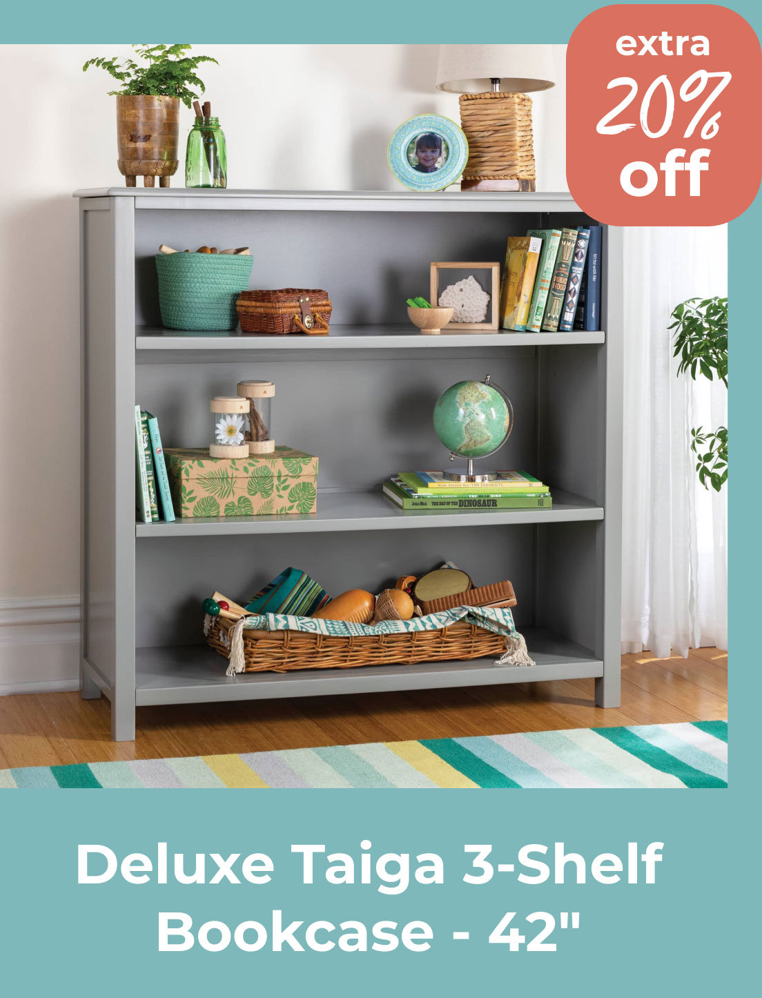 Deluxe Taiga 3-Shelf Bookcase - 42"