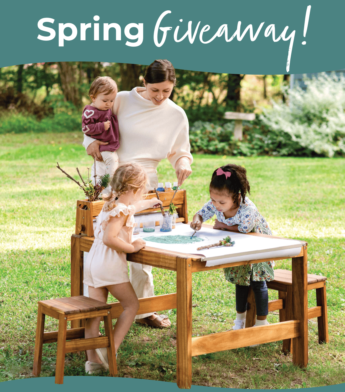 Enter for your chance to win the Acadia Outdoor Art Activity Table and Stool Set just in time for sunny spring and summer play!