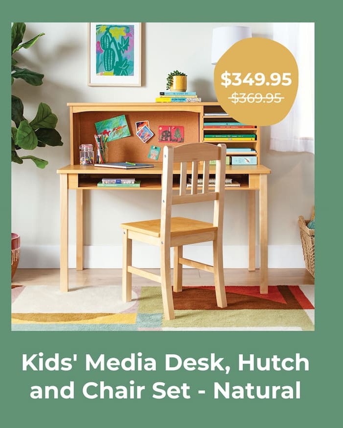 Guidecraft Kids' Media Desk and Chair Set - Natural