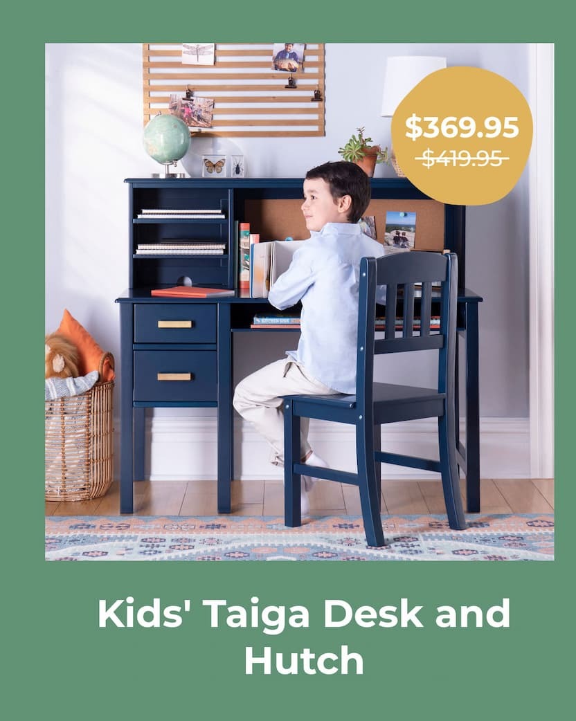 Guidecraft Kids Taiga Desk and Chair Set with Hutch