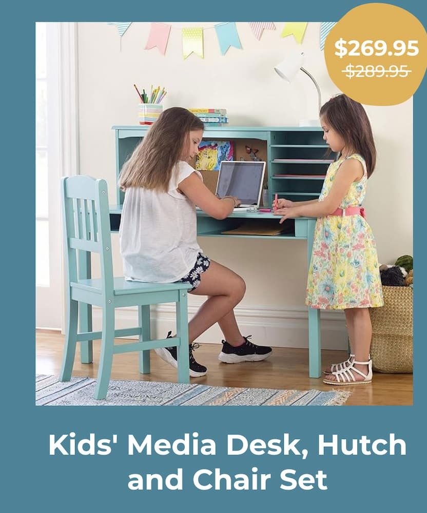 Guidecraft Kids Media Desk, Hutch and Chair Set