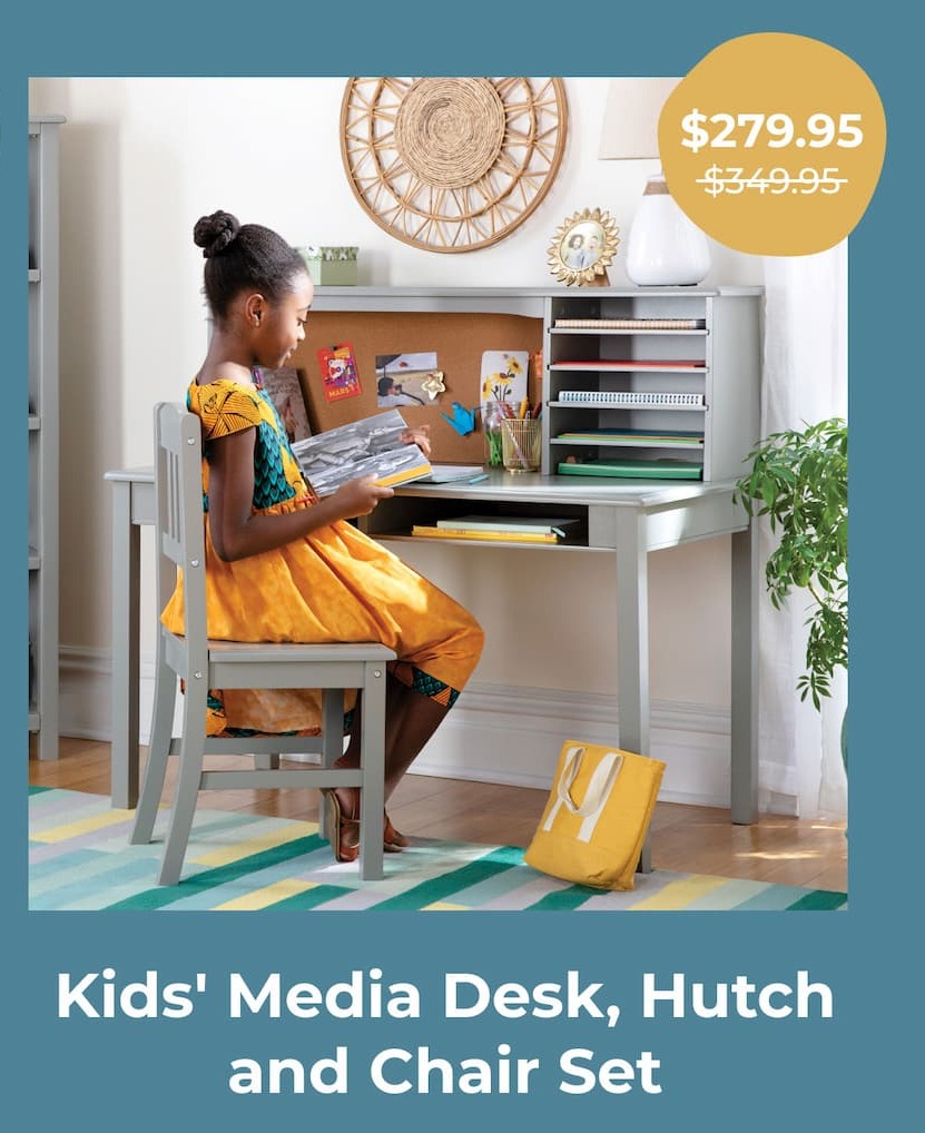 Kids' Media Desk, Hutch and Chair Set