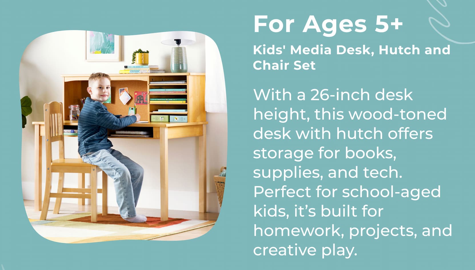 Kids' Media Desk, Hutch and Chair Set