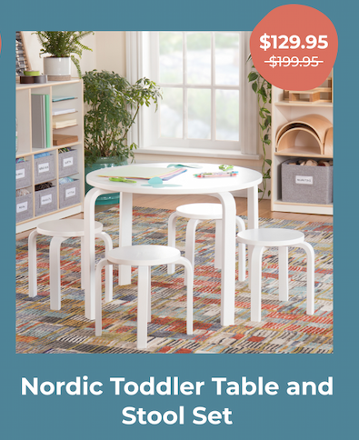 Nordic Toddler Table and Stool Set