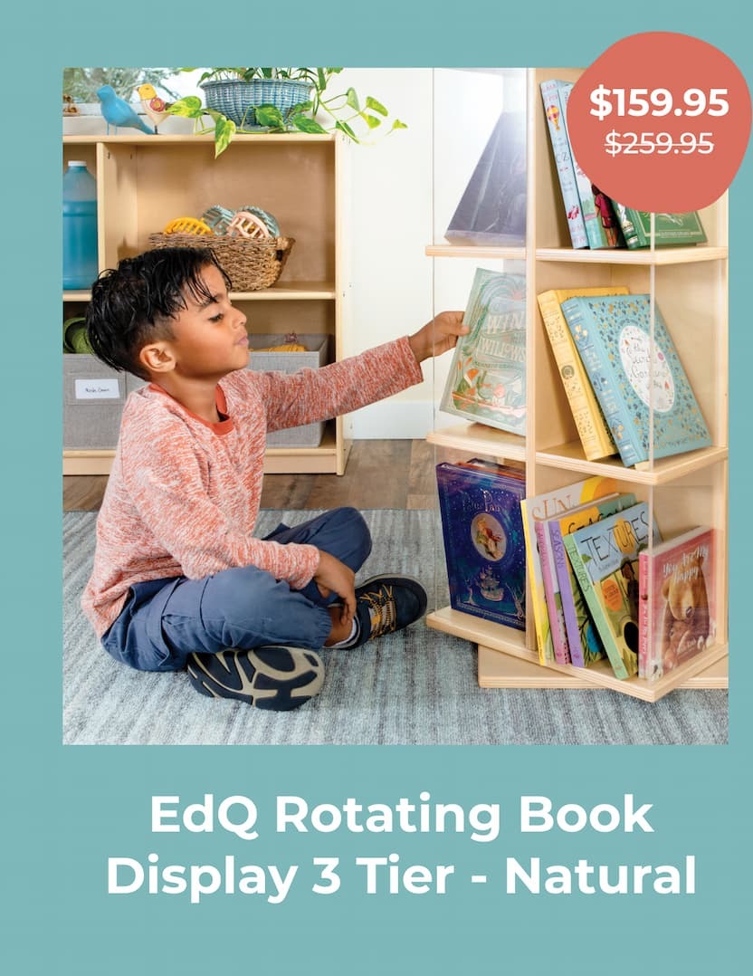EdQ Rotating Book Display 3 Tier - Natural