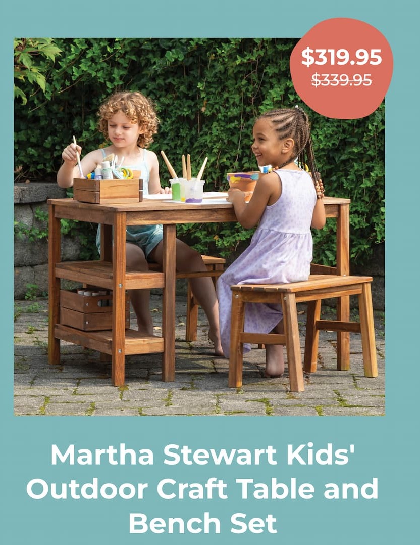 Martha Stewart Kids' Outdoor Craft Table and Bench Set