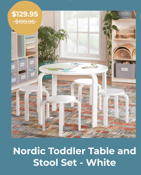 Nordic Toddler Table and Stool Set - White