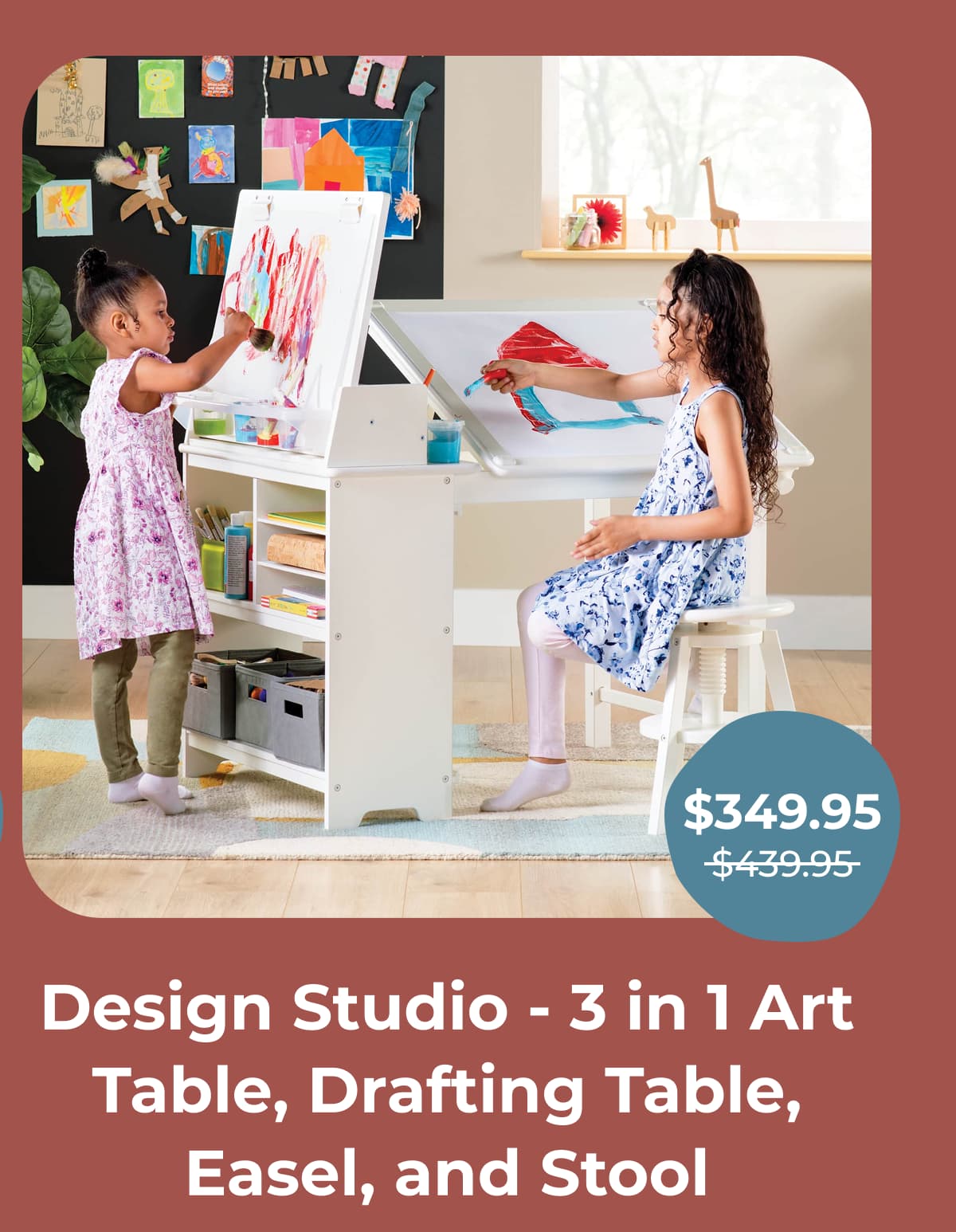 Design Studio - 3 in 1 Art Table, Drafting Table, Easel, and Stool