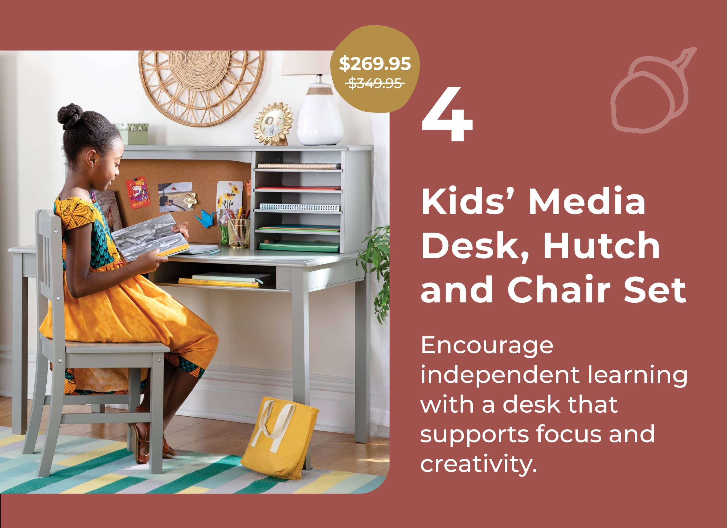 Kids’ Media Desk, Hutch and Chair Set