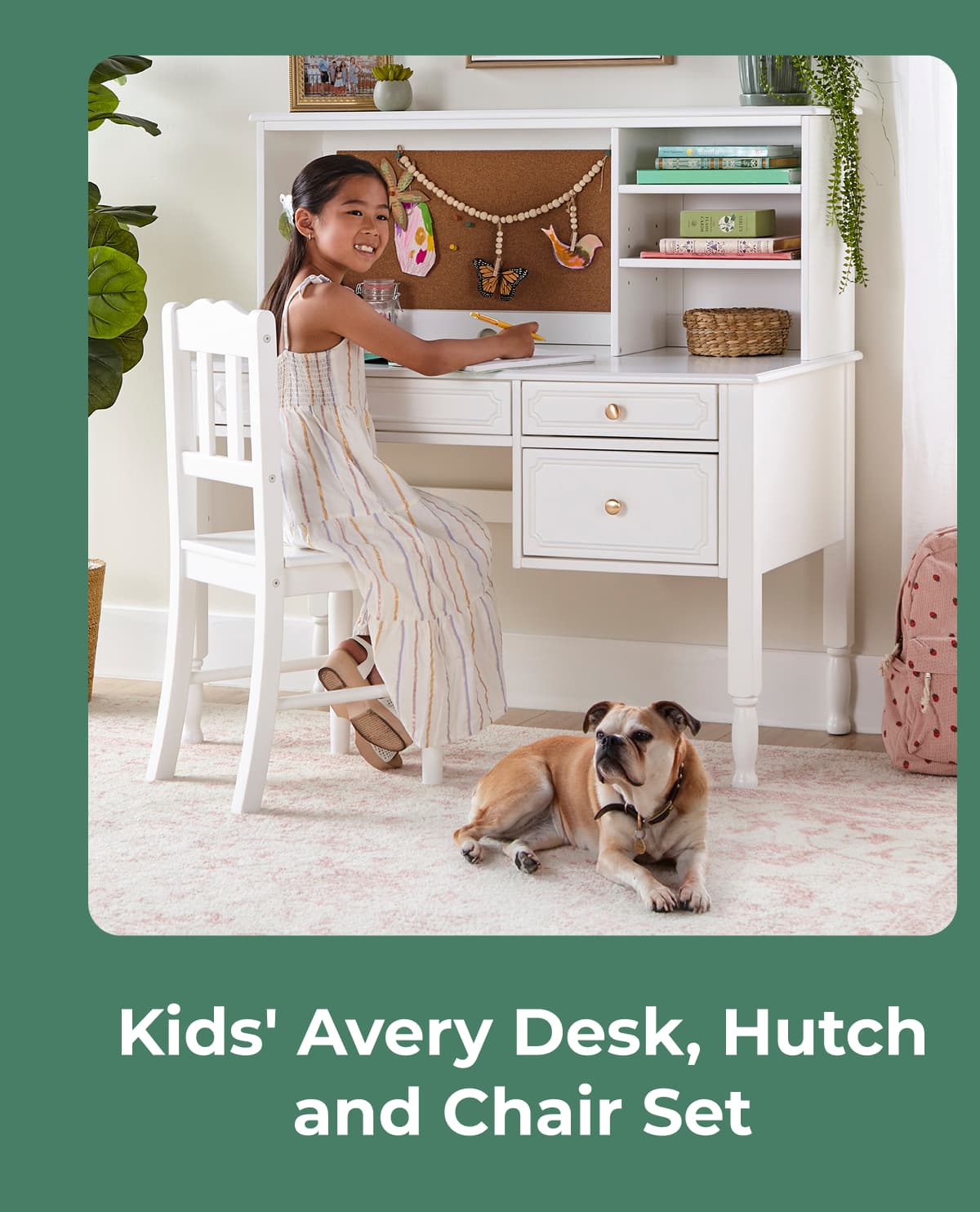 Kids' Avery Desk, Hutch and Chair Set