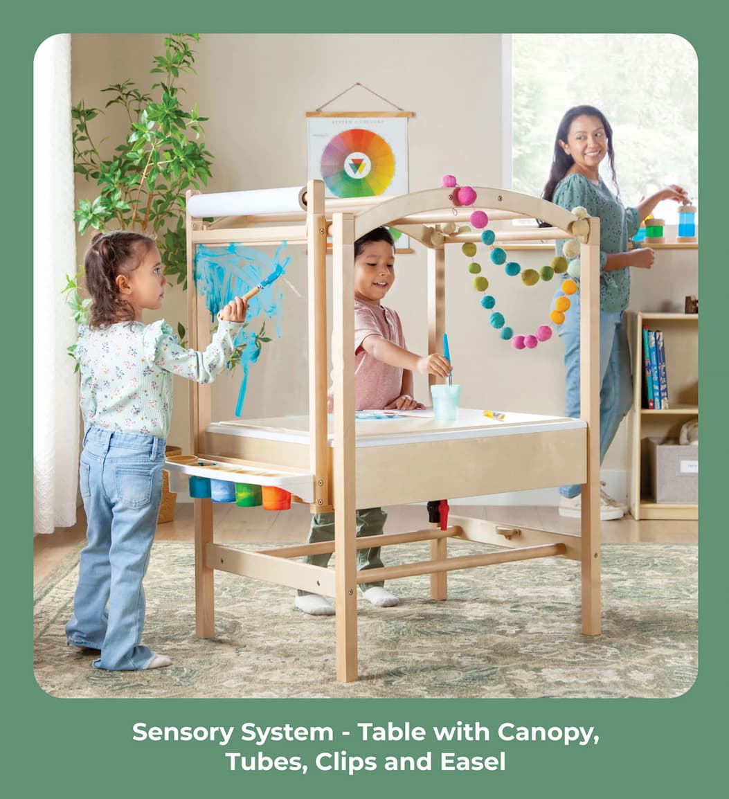 Sensory System - Table with Canopy, Tubes, Clips and Easel