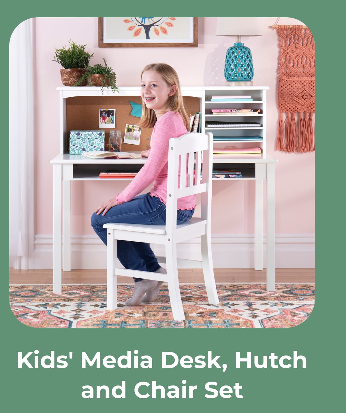 Kids' Media Desk, Hutch and Chair Set