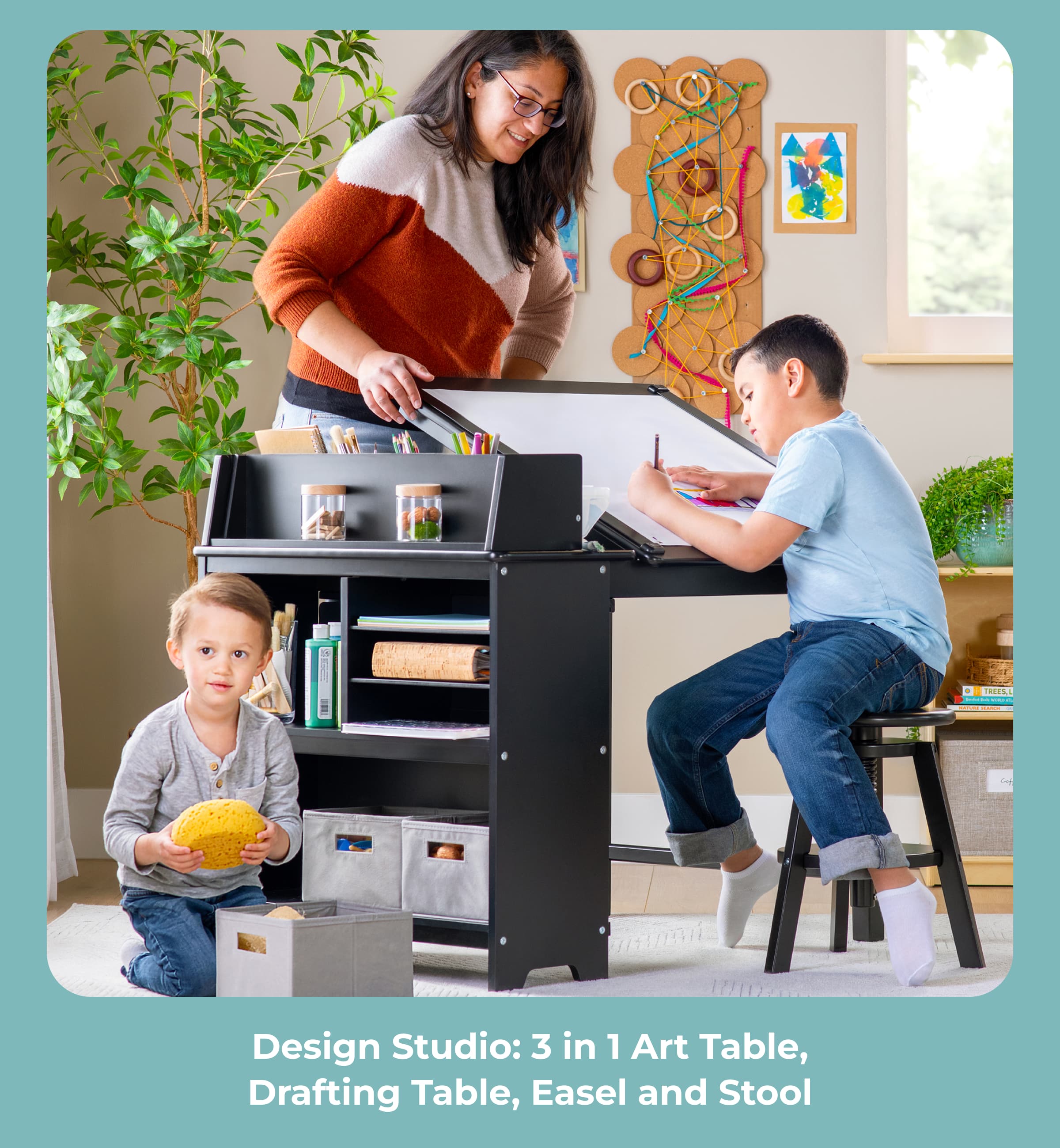 Design Studio: 3 in 1 Art Table, Drafting Table, Easel and Stool
