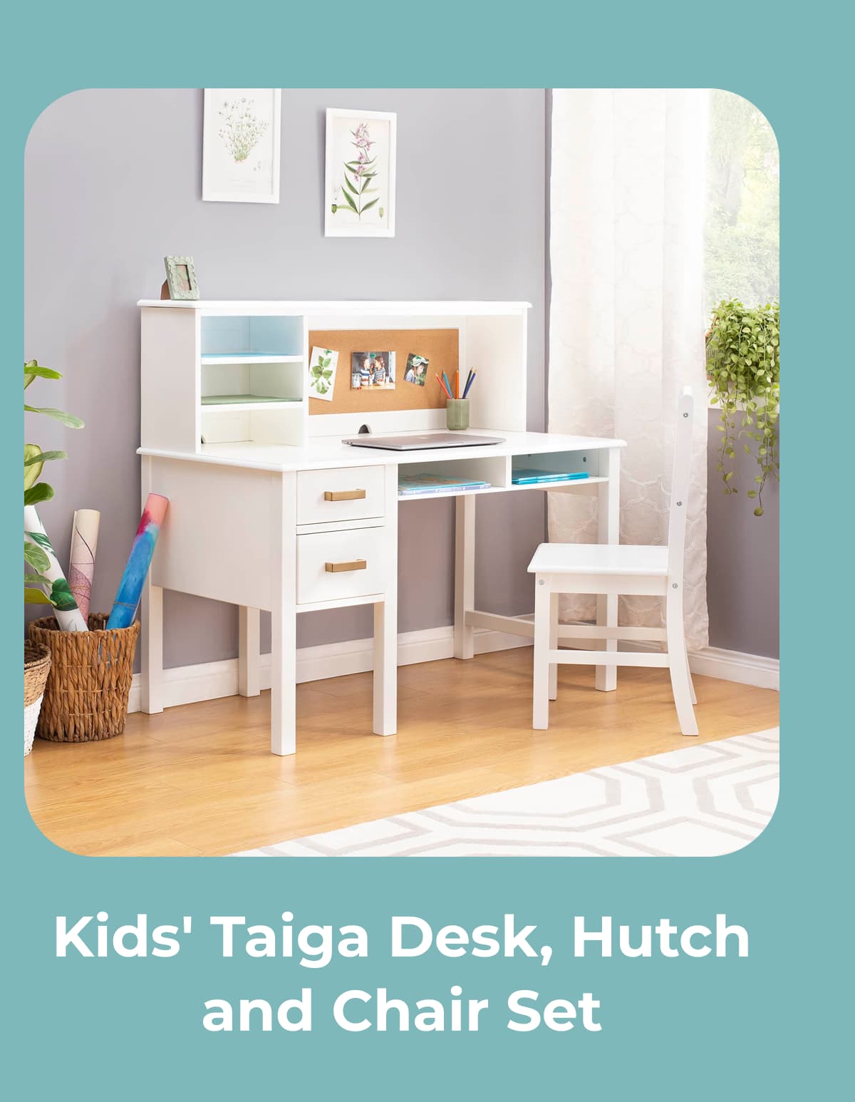 Kids' Taiga Desk, Hutch and Chair Set