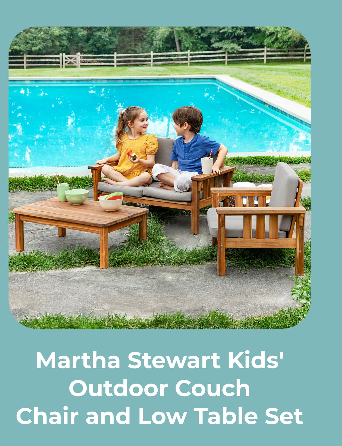 Martha Stewart Kids' Outdoor Couch Chair and Low Table Set