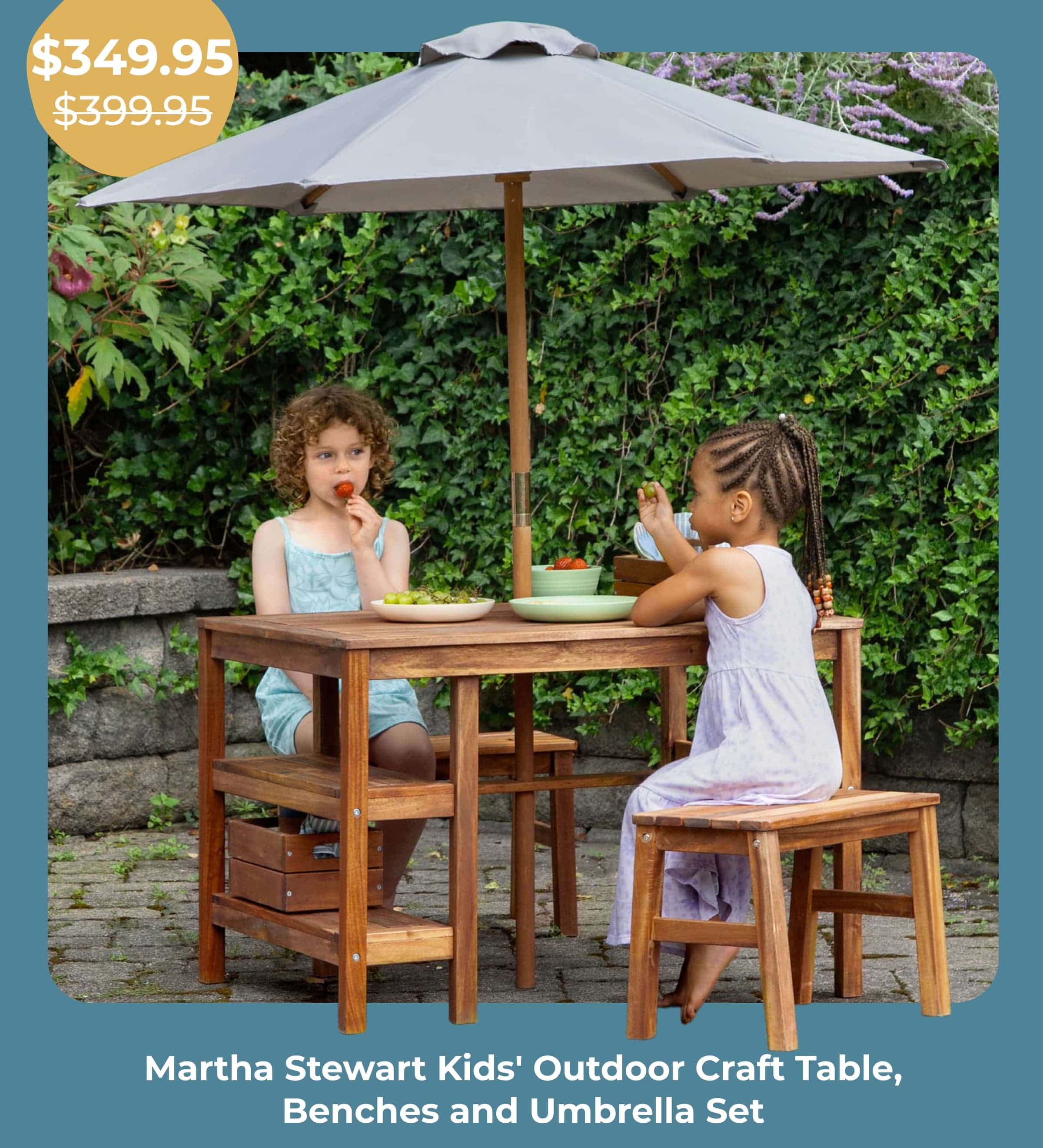 Martha Stewart Kids' Outdoor Craft Table, Benches and Umbrella Set