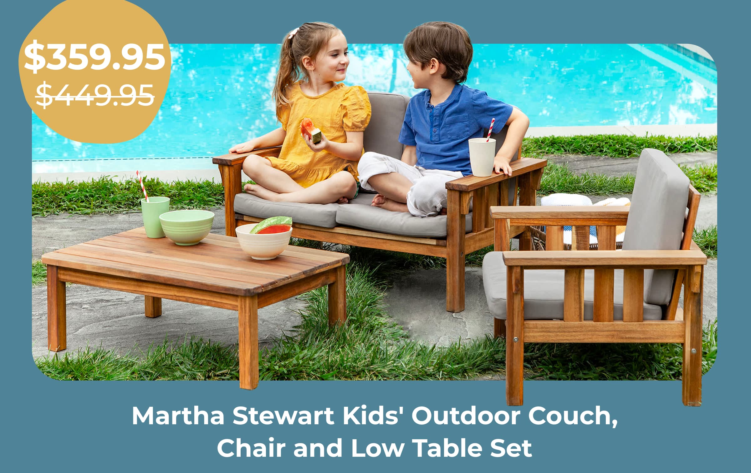 Martha Stewart Kids' Outdoor Couch, Chair and Low Table Set