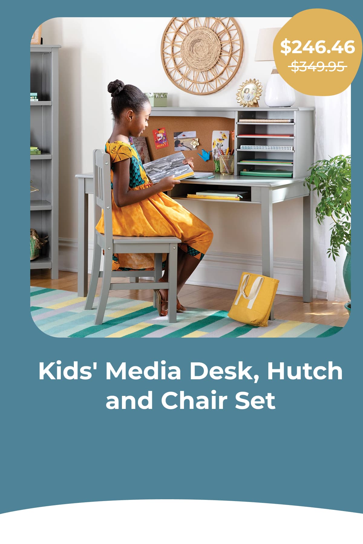 Kids' Media Desk, Hutch and Chair Set