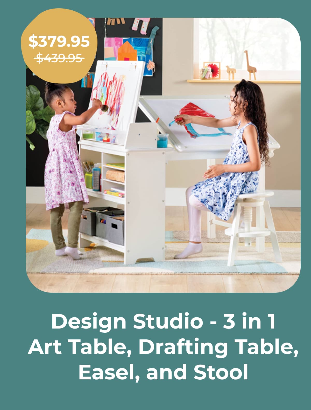 Design Studio - 3 in 1 Art Table, Drafting Table, Easel, and Stool